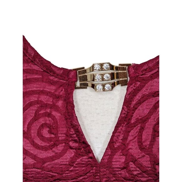 Vintage Claire France Womens Plus 3X Textured Tunic Top Attached Neckline Brooch - Picture 3 of 7